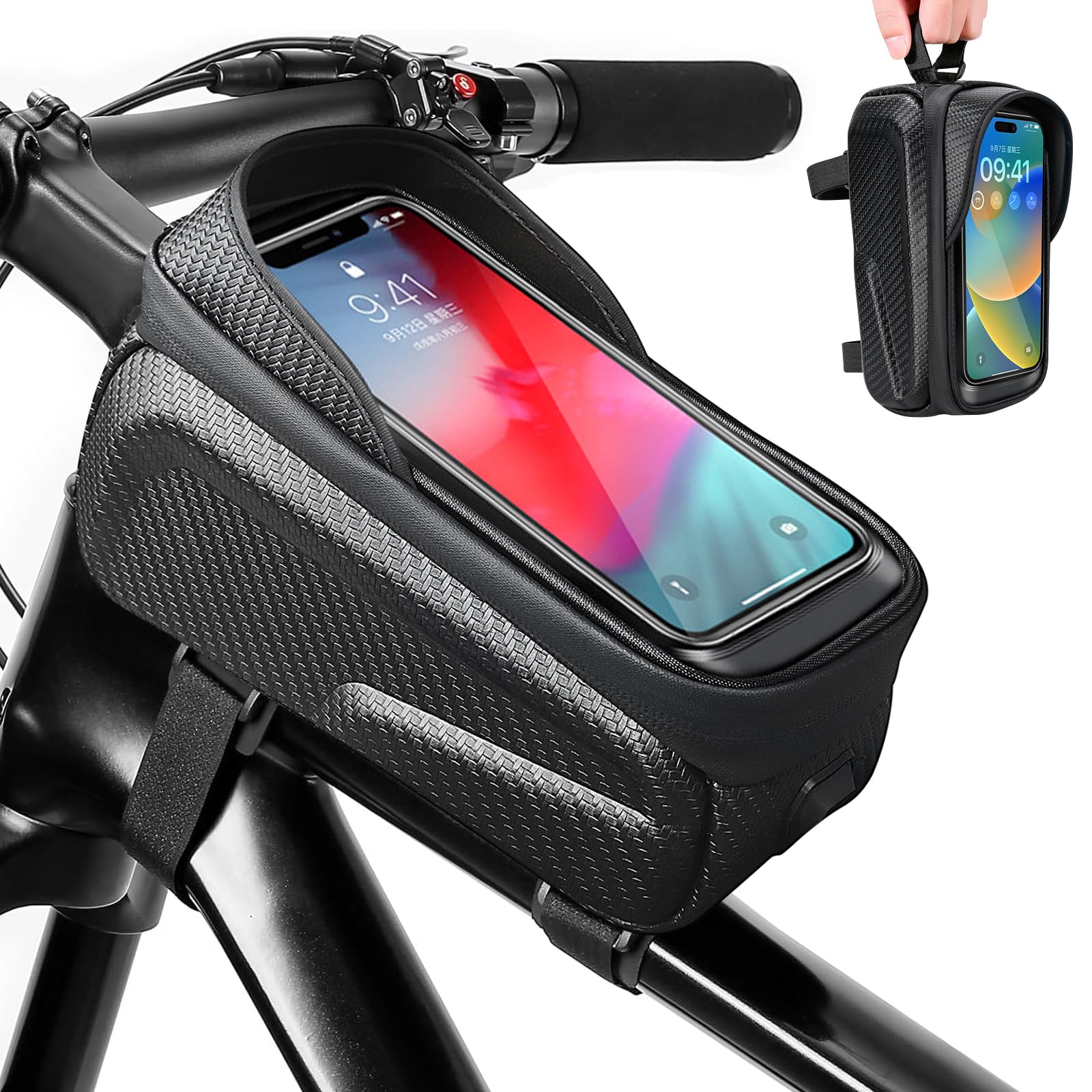 Wantli Fahrradtasche Wasserdicht,Handyhalterung Ideal Zur Navigation, Fahrrad Zubehör, Fahrradtasche Rahmen, Fahrrad Zubehör Ebike,Für Montainbikes, Rennrad, Ebikes von Wantli