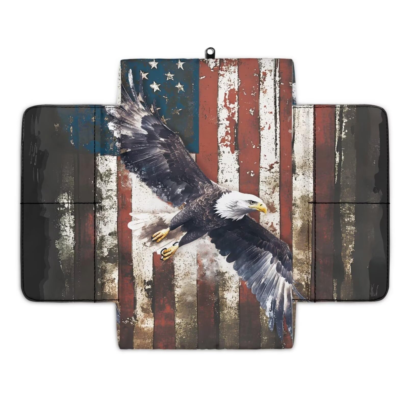 Wanyint Adler Amerikanische Flagge Retro Auto Mittelkonsole Pad Bequeme Armlehne Box Schutz Weiche Handauflage Kissen für Autositz Organizer Armlehne Kissen Schutzhülle Automobile Dekor von Wanyint