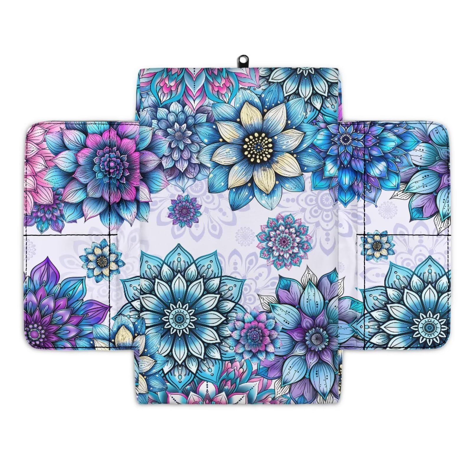 Wanyint Auto Mittelkonsole Abdeckung Universal Armlehne Box Protector Kratzfest Verschleißfest Armlehne Abdeckung Pad mit Taschen Aufbewahrungstasche Fahrzeugzubehör Böhmische Blume Blau Violett von Wanyint