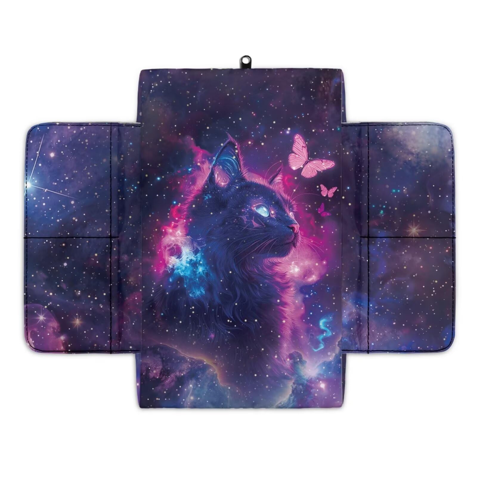 Wanyint Auto Mittelkonsole Armlehne Abdeckung Armlehne Sitzbox Schutzhülle mit Seitentaschen Bequeme Mittelkonsole Pad für Auto Seite Aufbewahrungsbox Schwarze Katze Schmetterling Galaxy von Wanyint