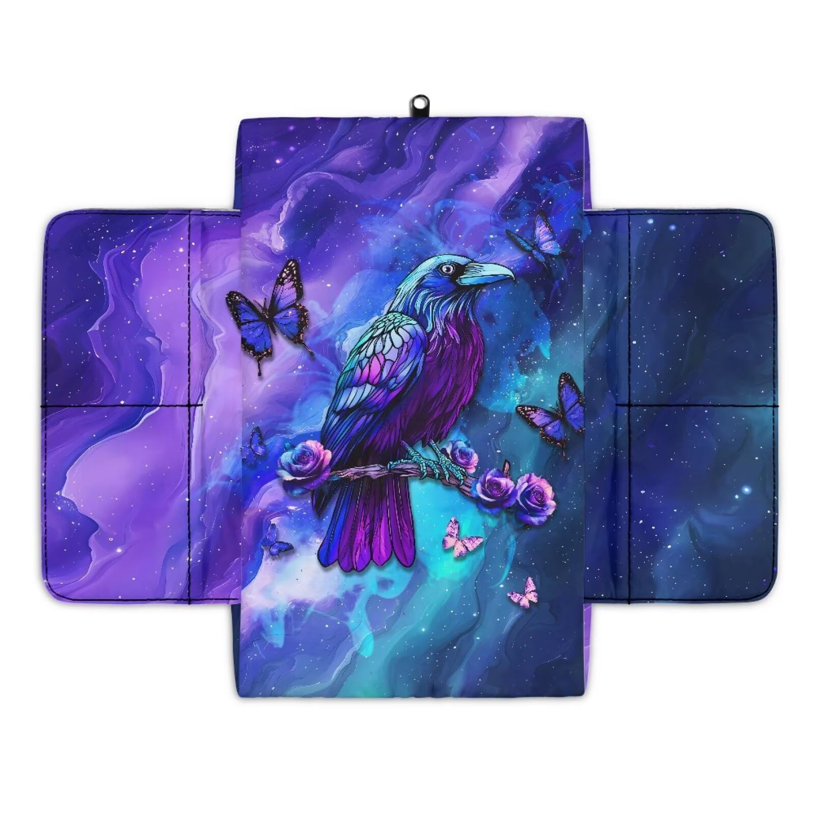 Wanyint Crow Butterfly Rose Galaxy Auto Mittelkonsole Armlehnenbezug Weiche Armlehne Abdeckung Deckel Rutschfeste Mittelkonsole Abdeckung mit Seitentasche für Autositz Organizer Universal Fit von Wanyint