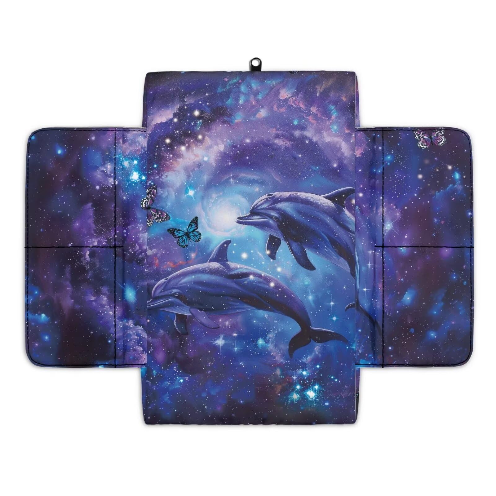 Wanyint Dolphin Galaxy, Auto-Mittelkonsolen-Pad, rutschfeste Armlehnenbezug, Kissendeckel, verschleißfeste Armlehne, Schutz für Autositz-Organizer, universelle Passform für die meisten Fahrzeuge von Wanyint