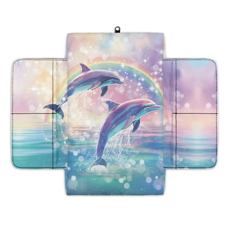 Wanyint Dolphin Rainbow Auto Mittelkonsole Pad Bequeme Armlehne Box Schutz Weiche Handauflage Kissen für Autositz Organizer Armlehne Kissen Schutzhülle Automobile Dekor von Wanyint