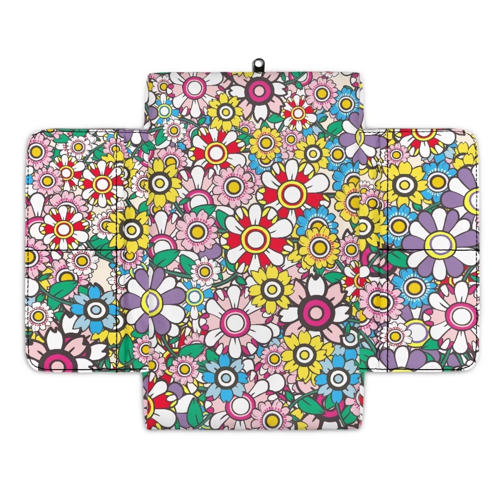 Wanyint Hippie Flower Auto Mittelkonsole Abdeckung Bequeme Armlehne Sitzbox Pad mit Organizer-Taschen Anti-Kratz-Armlehne Pad Geeignet für die meisten Autos, Fahrzeuge, SUVs von Wanyint