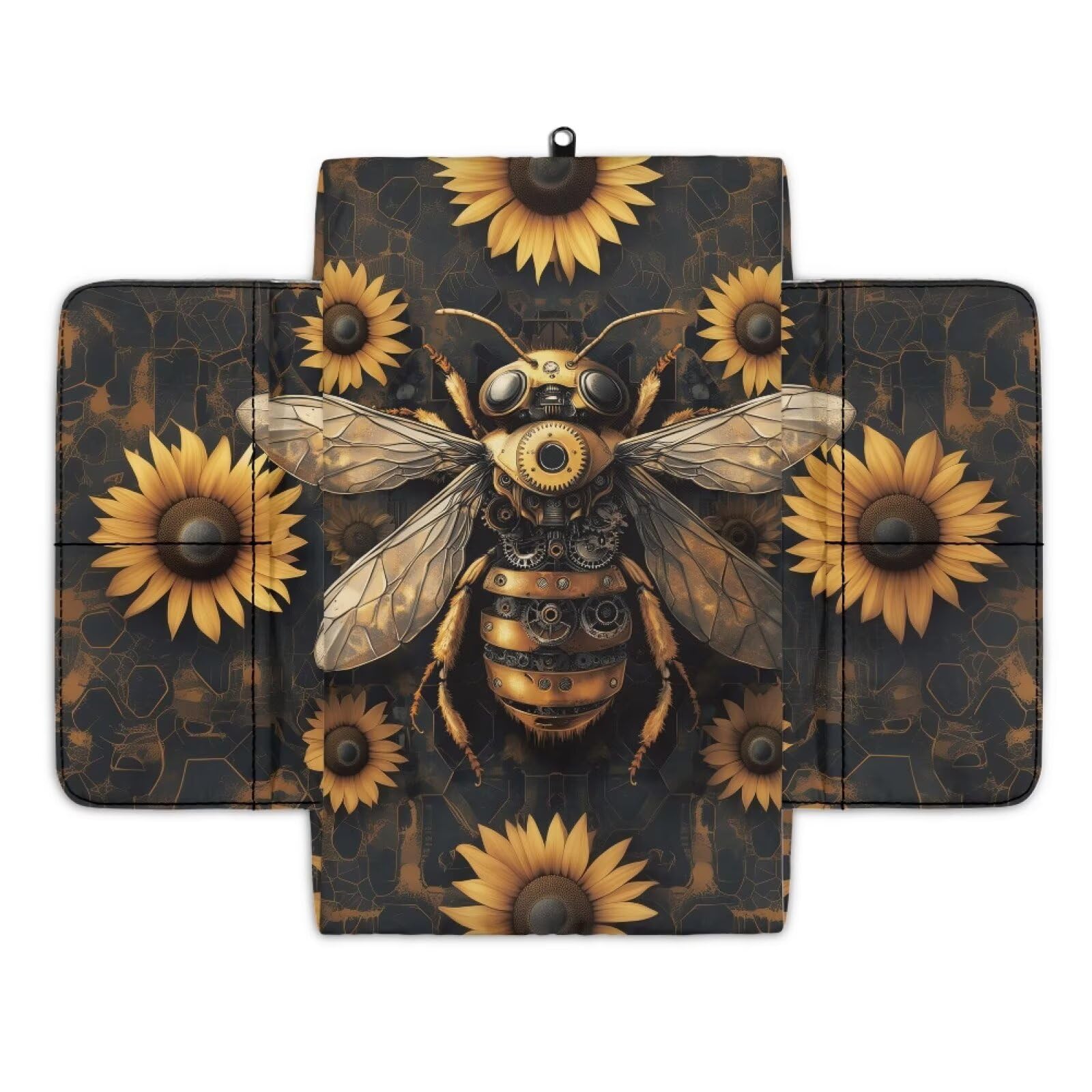 Wanyint Machine Bee Sonnenblume Auto Mittelkonsole Abdeckung Bequeme Armlehne Box Matte Handauflage Kissen für Autositz Organizer Armlehne Kissen Schutzhülle Auto Innendekoration von Wanyint