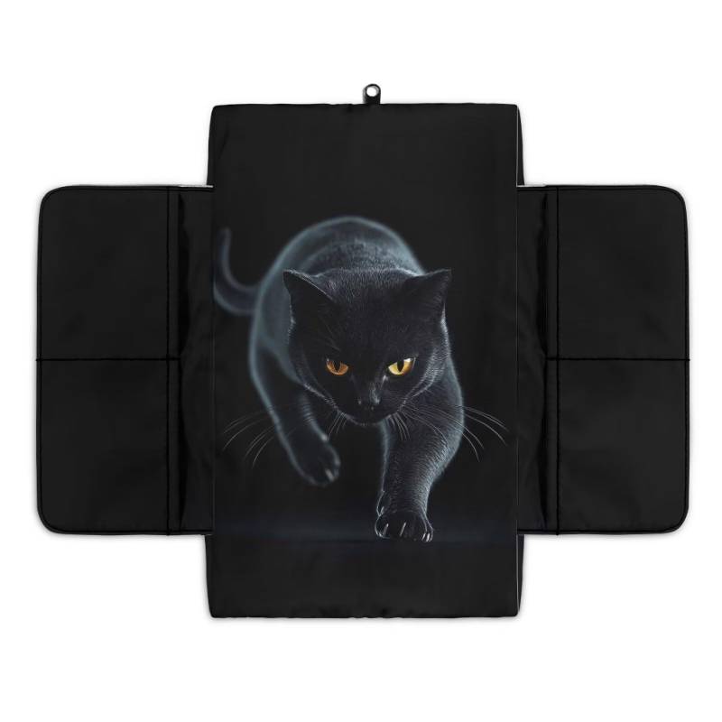 Wanyint Schwarze Katze Auto Mittelkonsole Kissenbezug Universal Armlehne Box Matte Kratzfeste Verschleißfeste Armlehne Pad mit Taschen Aufbewahrungstasche Auto Zubehör für Frauen von Wanyint