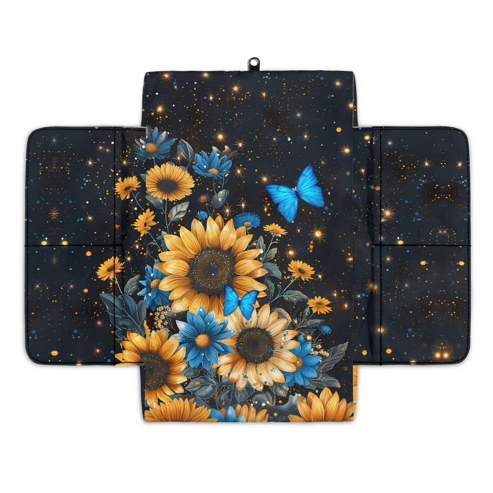 Wanyint Sunflower Butterfly Galaxy Auto Mittelkonsole Abdeckung Rutschfeste Armlehne Abdeckung Kissen Schutz Verschleißfeste Armlehne Kissen Schutzhülle Universal Fit für Autositz Organizer von Wanyint