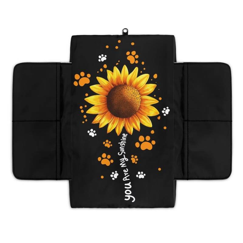 Wanyint Sunflower Paw Auto Mittelkonsole Abdeckung Kratzfeste Armlehne Sitzbox Abdeckung mit Organizer-Taschen Konsole Deckel Schutz Kissen passend für die meisten Autos Fahrzeuge SUVs, You Are My von Wanyint