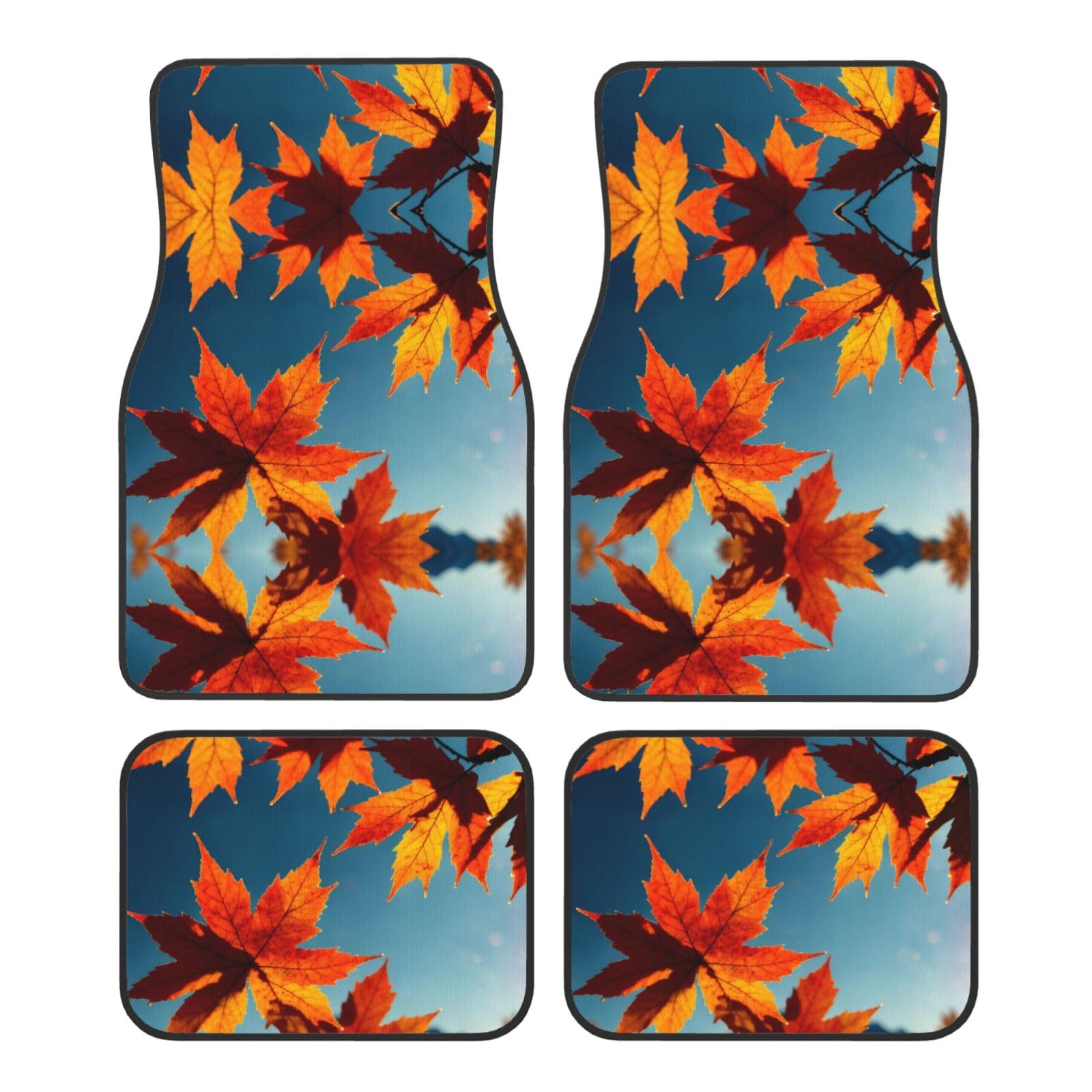 Frosted Maple Leaves Patterned Car Front And Rear Foot Mats 4 Pieces Universal Car Foot Mats Car Accessories Suitable For Sedans Suvs von WapNo