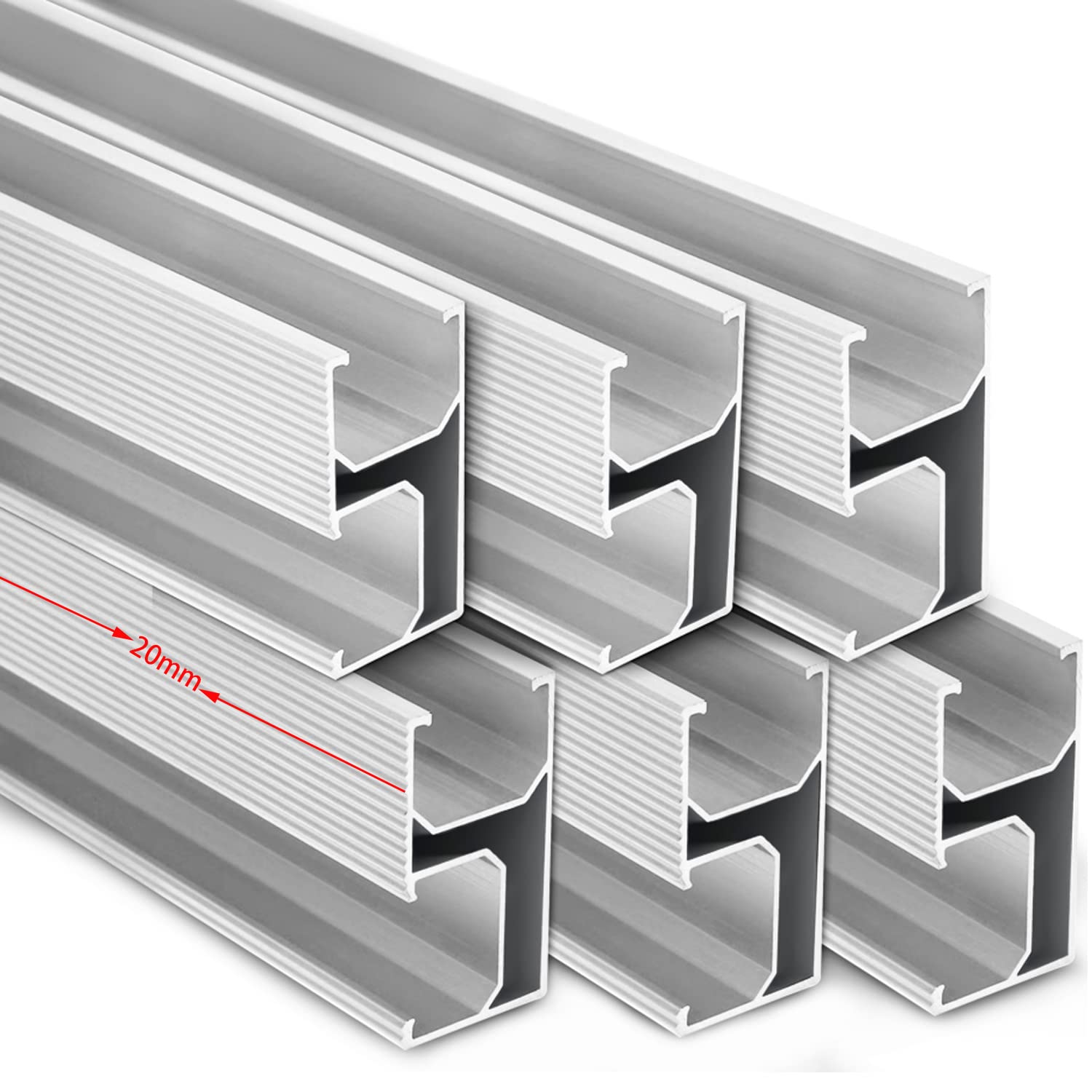 Aluprofil PV Solarmodul Schiene,Ziegeldach und Zinnbedachung Befestigungssystem,PV Montageschienen,Profilschiene Halterung für Solarmodule 20mm,dachhalterungen solarpanel Solarschienen (6PCS) von Warmfay