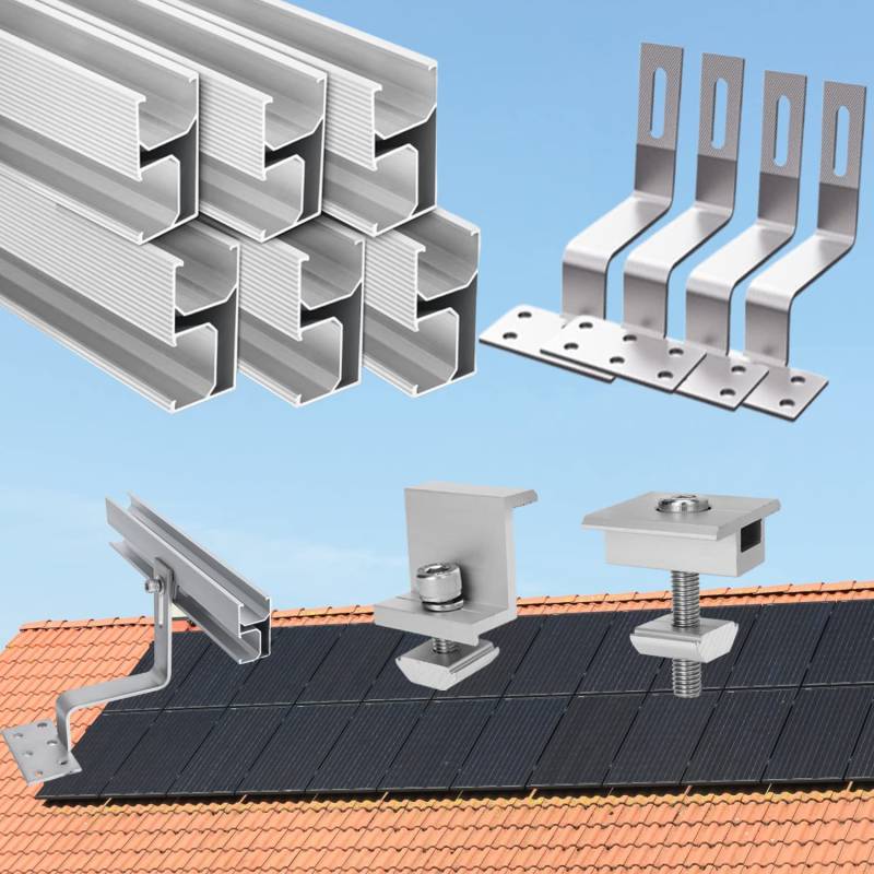 Solarmodul Halterung,Ziegeldach Solarpanel Halterung Dachhalterung für Aufachmontage Solar PV,Montageschiene Befestigungsschiene,PV Modul Halterung Montage 2 X Solarmodul 35mm Dicke von Warmfay