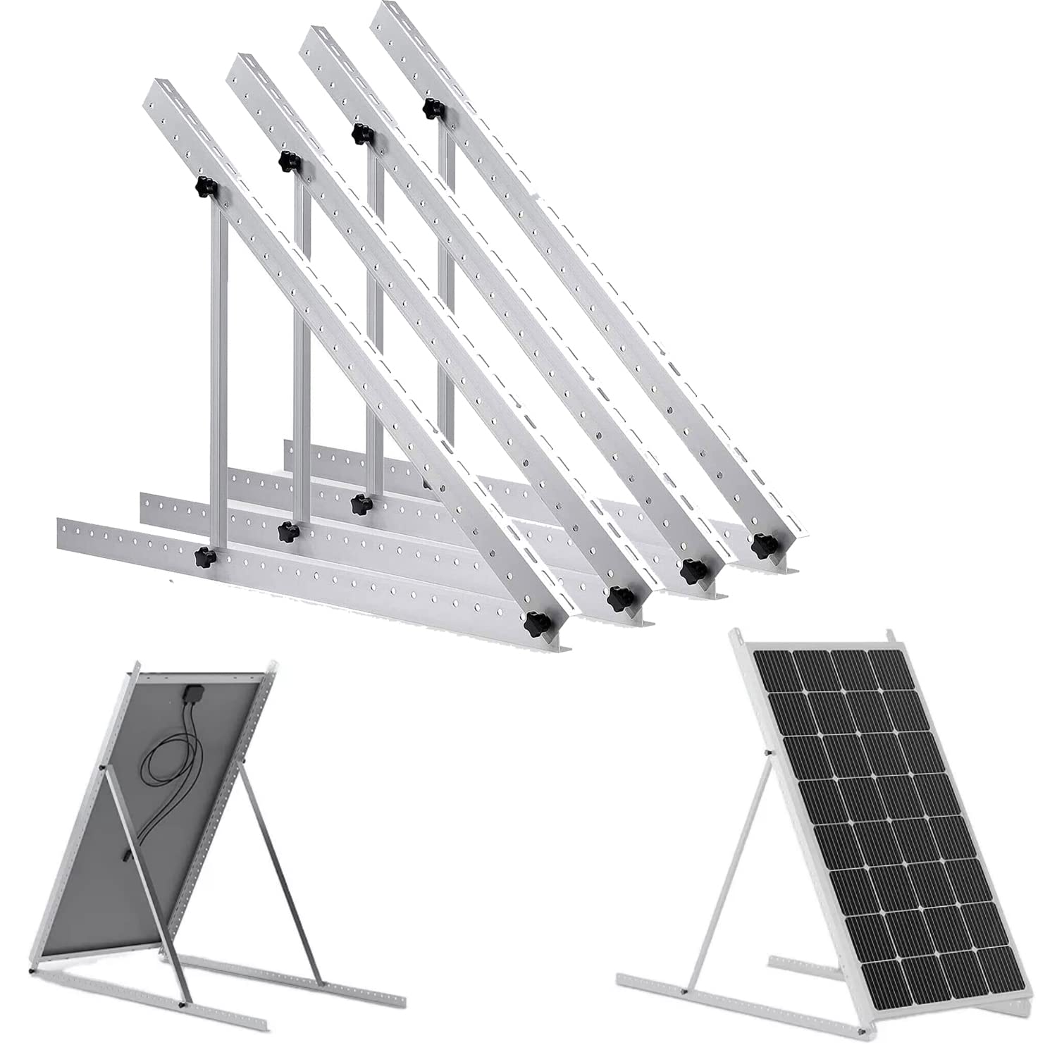 Solarpanel Halterung,Universal Solarmodul Halterung Flachdach,Solarmodul Halterung mit Einstellbarem Winkel 0°-60°,Solarpanel Befestigung,Solar-Montagehalte Halterungen(41-Zoll-Länge) von Warmfay