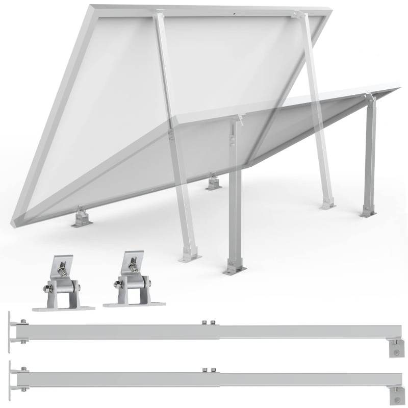 Warmfay Solarmodul Halterung, Solarpanel Dachhalterung Extra Länge 1040mm, Aufständerung 60°Max Verstellbar, Befestigung Flachdach für Wandmontage Photovoltaik Balkon Wohnmobil (1 Paar) von Warmfay