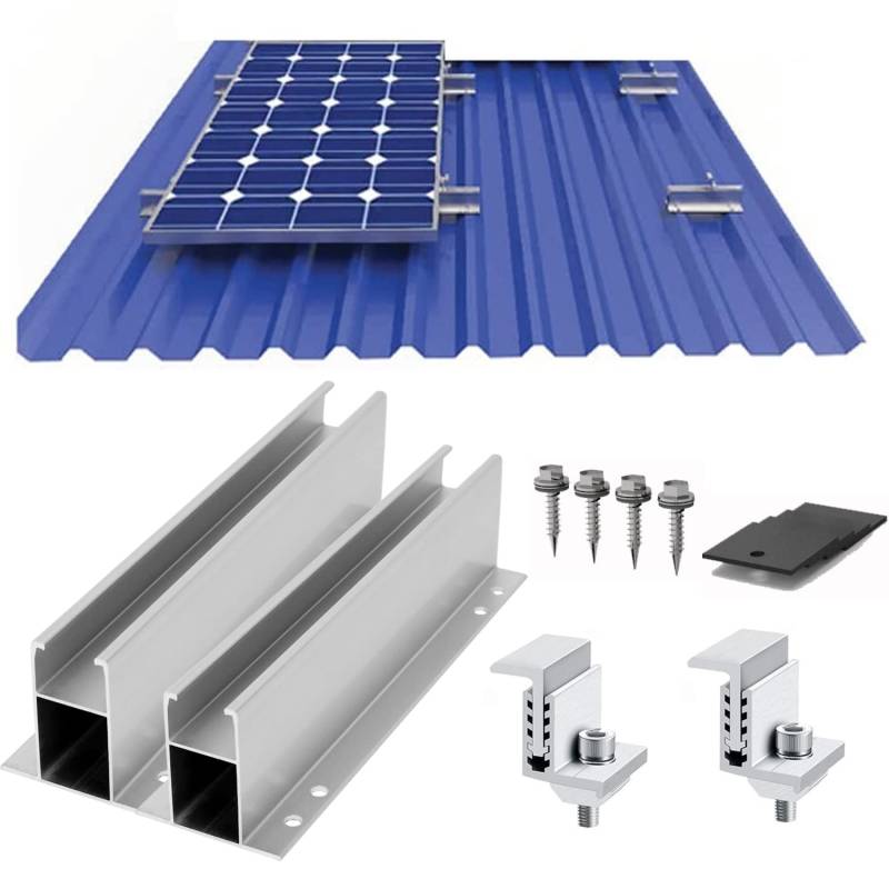 Warmfay Solarmodul Halterung Befestigungssystem, PV Modul Halterung mit 230MM Aluprofil und Einstellbar Klemme für 1X Solarmodul 30-35mm Dicke, Solarpanel Halterung für Blechdach Flachdach Trapezblech von Warmfay