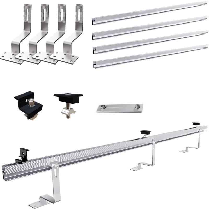 Warmfay Solarmodul Halterung Ziegeldach, 1500MM Lange Profilschienen Dachhaken Photovoltaik Dachziegel für zu 1303MM Breite Solarmodule, PV Halterung Ziegeldach Geeignet für 4 Module 35MM Dicke von Warmfay