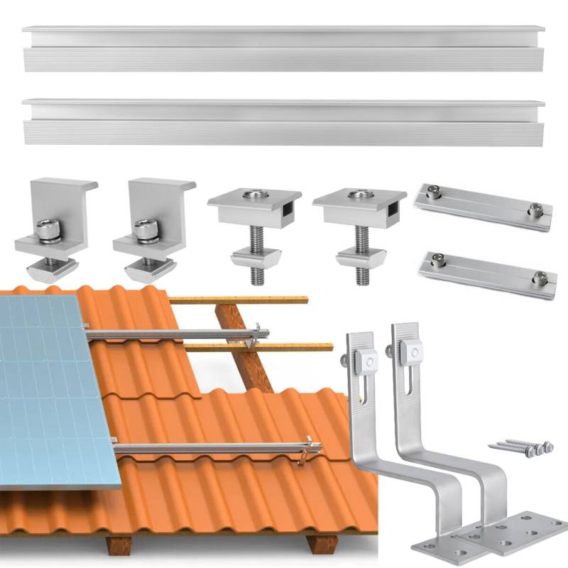 Warmfay Solarpanel Halterung Ziegeldach Dachhalterung für Aufachmontage Solar PV,1150mm Montageschiene Befestigungsschiene,für die Montage von Modulen bis zu einer Breite von 110 cm von Warmfay