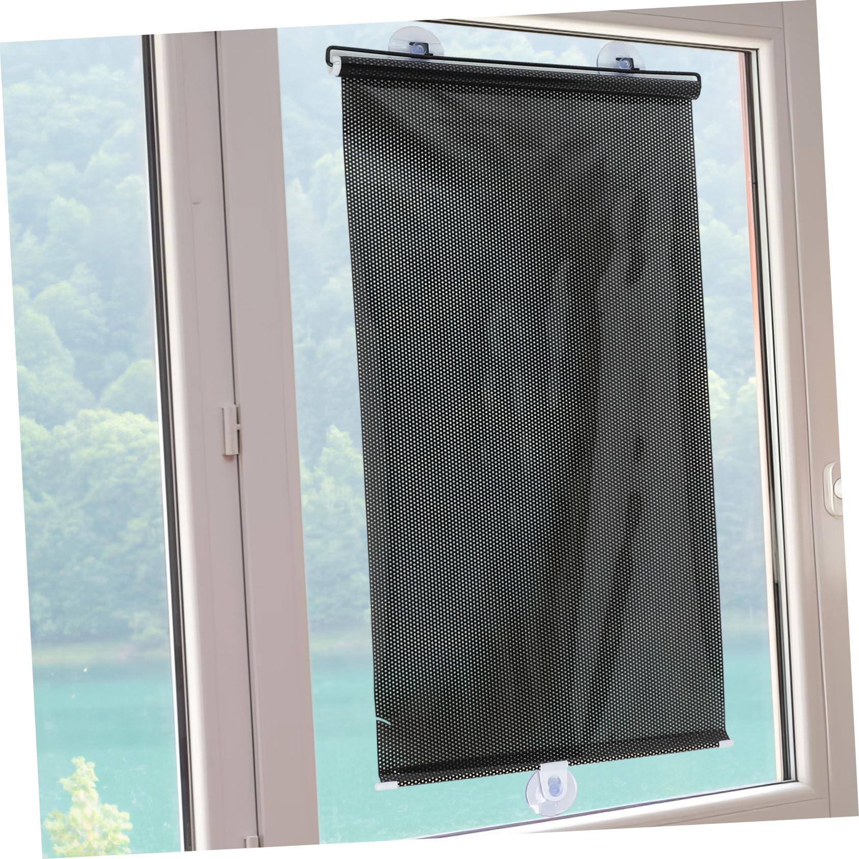 Warmhm Jalousien Mit Saugnapf Temporäre Verdunkelungsrollos Drapieren Tassenjalousien Automatische Vorhänge Tragbare Verdunkelung Jalousien Für Innenfenster Film PVC-kunststofffolie Black von Warmhm