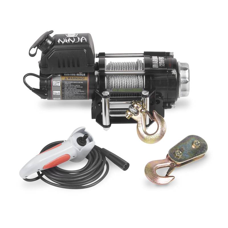 Warrior Ninja 2500lb 12V Elektroseilwinde - Kabel-Handsteuerung, Hochleistungsmotor, Robuste Kontakte, Stahlgetriebe, wasserdichte Buchse, Abriebfeste Lackierung - Stahlseil von Warrior Winches