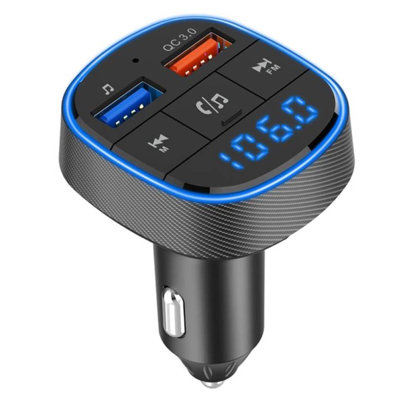 Watlsuz BC57 Auto Bluetooth 5.0 FM Transmitter QC3.0 Dual USB Ladeger?T Buntes Licht MP3 Abspieler Adapter TF Karte Freisprecheinrichtung von Watlsuz