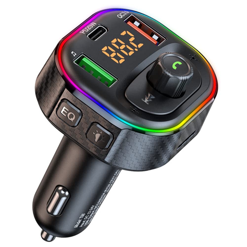 Watlsuz T86 Auto Mp3 Dual USB QC 3.0 + 20 W Schnell Ladeger?T LED Hintergrundbeleuchtung Bluetooth 5.1 FM Transmitter, Unterst¨¹Tzung der Freisprecheinrichtung TF U Disk von Watlsuz