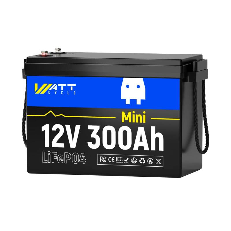 WattCycle 12V 280Ah LiFePO4 Lithium Batterie Mini Größe, Eingebaute 200A BMS, EVE A+ Bewertungszellen, Niedrigtemperaturschutz, 15.000+ Zyklen, Ideal für Wohnmobile, Solarenergiespeicherung von Wattcycle