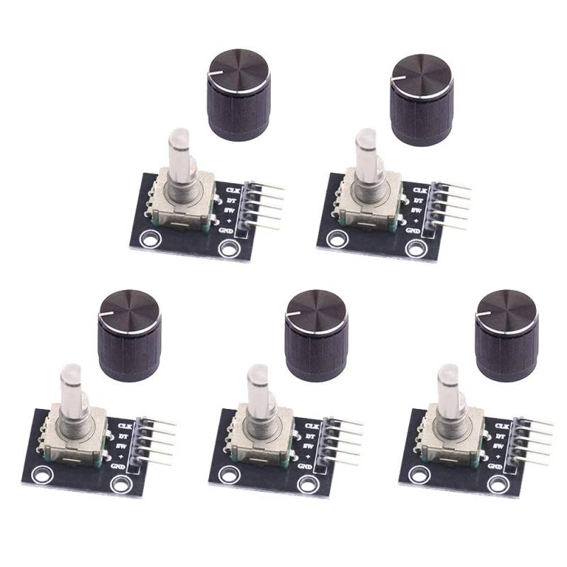 WayinTop 5 Stück Rotary Encoder Modul KY-040 360 Grad Drehgeber Drehwinkelgeber mit Druckknopf von WayinTop