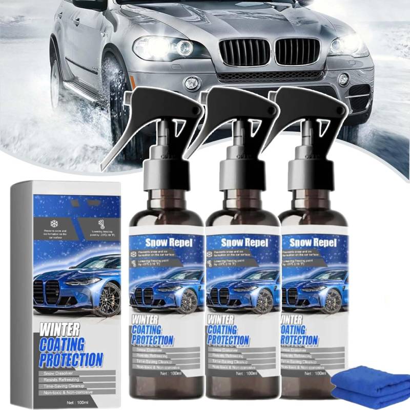 Car Windshield Snow Melting Coating Spray, New Deicer Spray for Car Windshield, Auto Windshield Deicing Spray, De Icer for Car Windshield, Windshield Spray for Ice and Snow (3 Pcs) von Wbietu