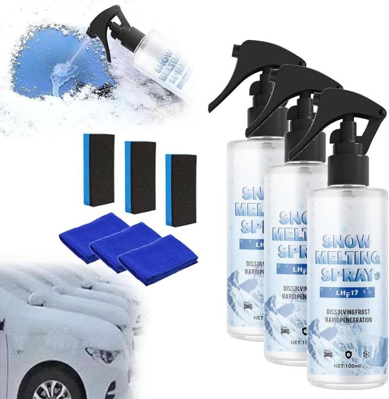 Car & Refrigerator De-Icing and Snow Spray, Deicer for Car Windshield, Fast Snow Melting Spray, Defrosting Agent, Ice-Melting Agent, Protecting The Paint from Snow and Ice Scratches (3 Pcs) von Wbietu