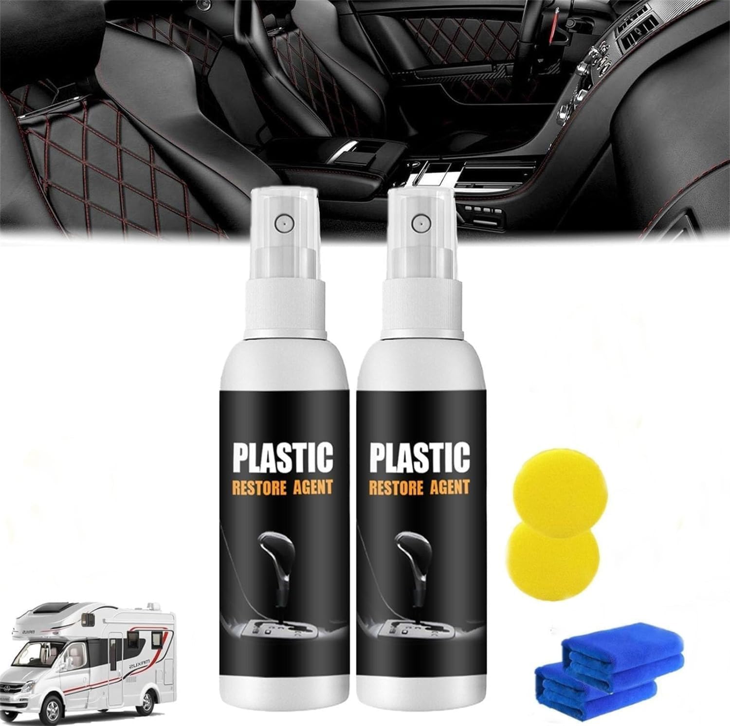 Decal Restore Agent, Decal Remover, Decal Restorer and Protectant, Plastic Parts Refurbish Agent, Plastic Leather Restorer, Car Plastic Renovation Coating (2 Pcs) von Wbietu