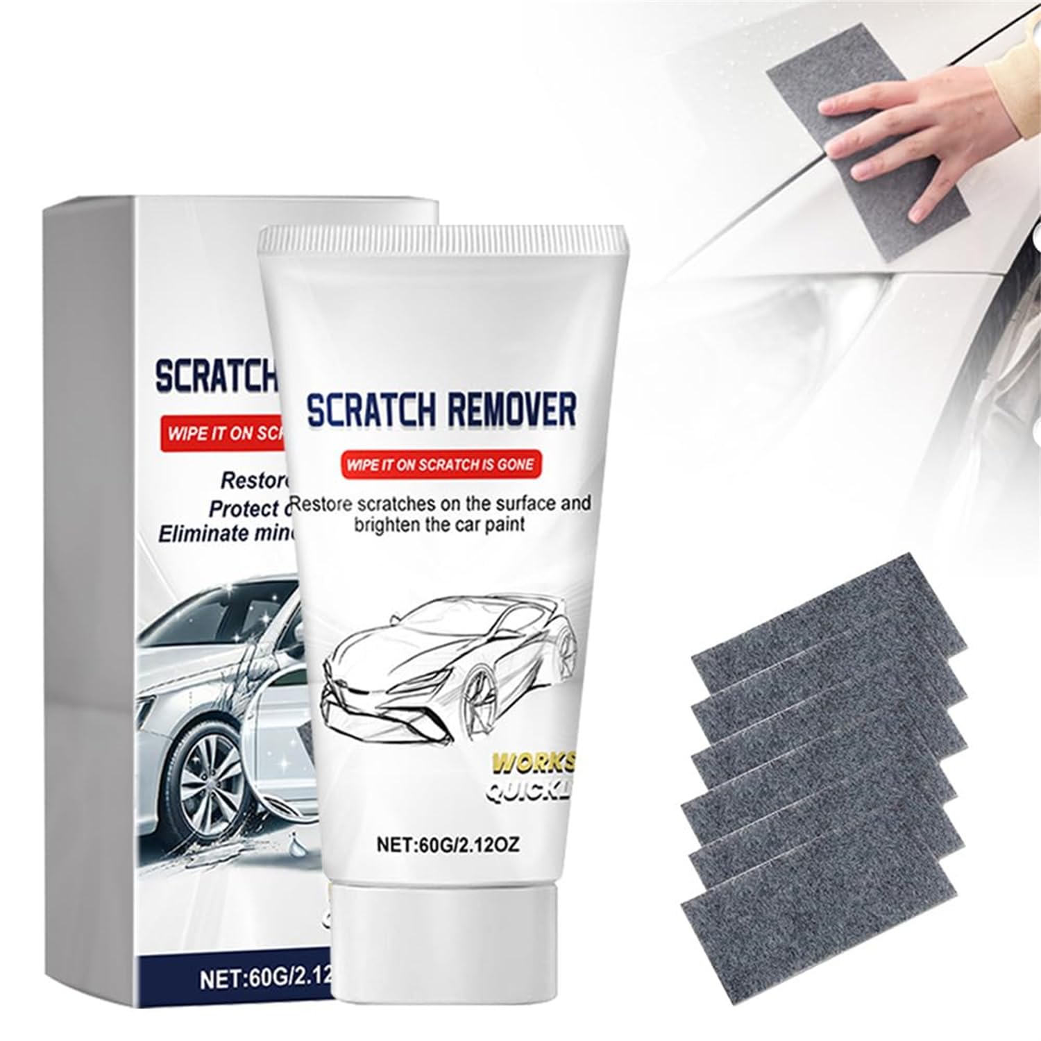 Nano Sparkle Cloth Car Scratch Remover, 2024 Upgrade Car Scratch Repair Paste, Nano Sparkle Cloth with Car Scratch Repair Paste Polishing Wax for Car Scratches (1 Pcs) von Wbietu