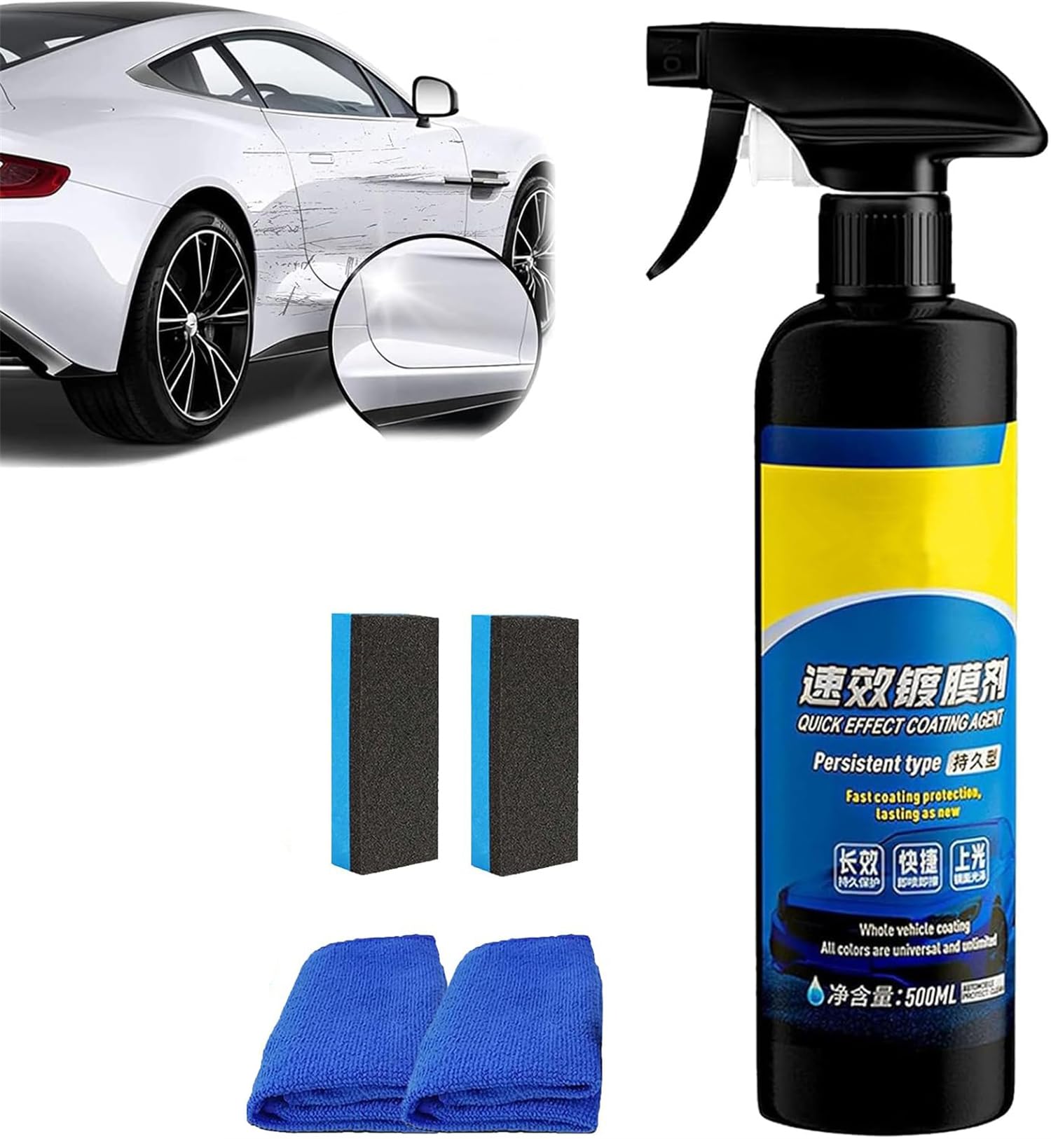 Wbietu Car Coating Spray, Quick Effect Coating Agent, High Protection Quick Car Coating Spray, Plastic Coating Agent, Multi-Functional Coating Renewal Agent Spray, Long-Lasting Protection (1 Pcs) von Wbietu