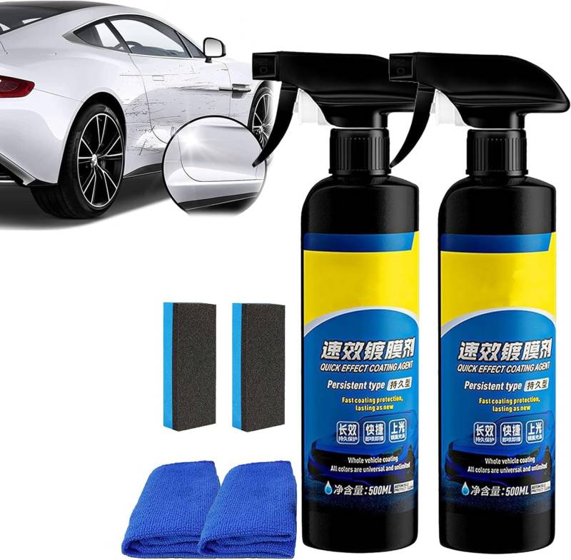 Wbietu Car Coating Spray, Quick Effect Coating Agent, High Protection Quick Car Coating Spray, Plastic Coating Agent, Multi-Functional Coating Renewal Agent Spray, Long-Lasting Protection (2 Pcs) von Wbietu