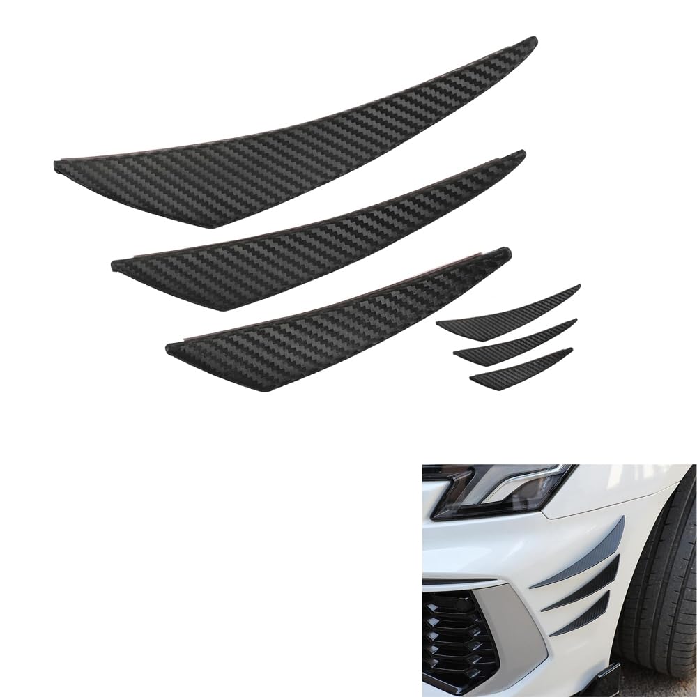 WeFoonLo Universal-Auto-Spoiler Canards Kit Frontstoßstange Lippe Splitter, 6 Stück Auto Außen Weiche Flossen Auto Karosserie Anti-Kollision Streifen Aufkleber Aufkleber (Kohlefaser) von WeFoonLo