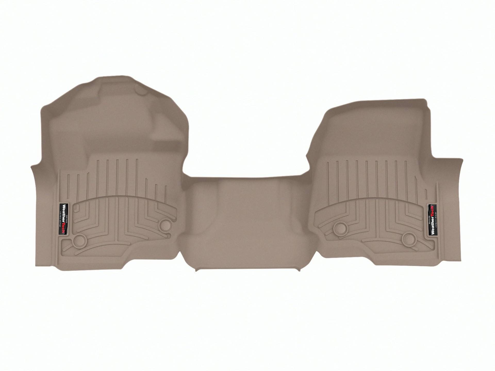 WeatherTech Passgenaue Bodeneinlagen für Ford Super Duty – 1. Reihe – Over The Hump (4510331), Hellbraun von WeatherTech