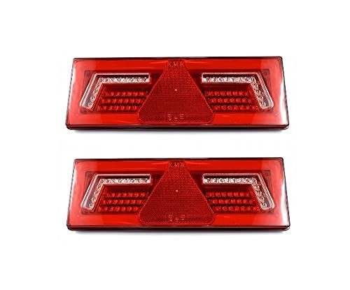 Web Truck 2 x LED Lampe links und rechts 12/24V Rückleuchte Blinker Lauflicht mit 6 Funktionen 375x135mm mit 300mm Kabel Anhänger LKW Hochwertig 96 LEDs