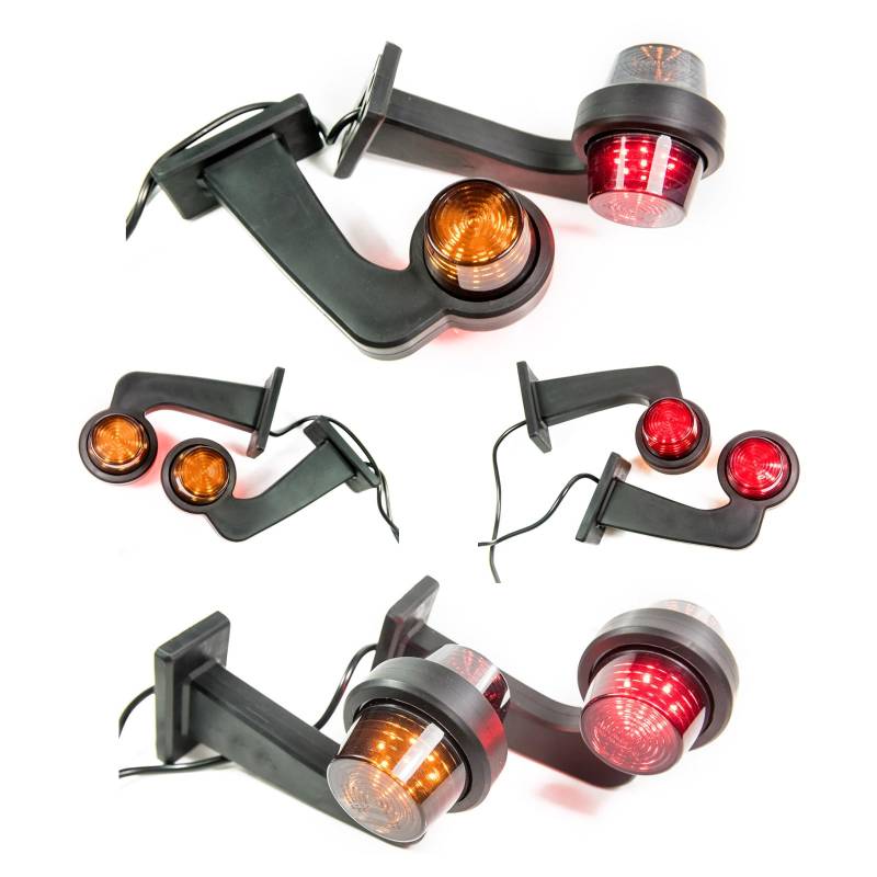 Web Truck 2 x LED Gummi Begrenzungsleuchte Seitenleuchte 12V 24V mit Old School DARK Graphite Positionsleuchte Auto LKW PKW Wohnwagen KFZ Lampe Leuchte Licht Rot Orange von Web Truck