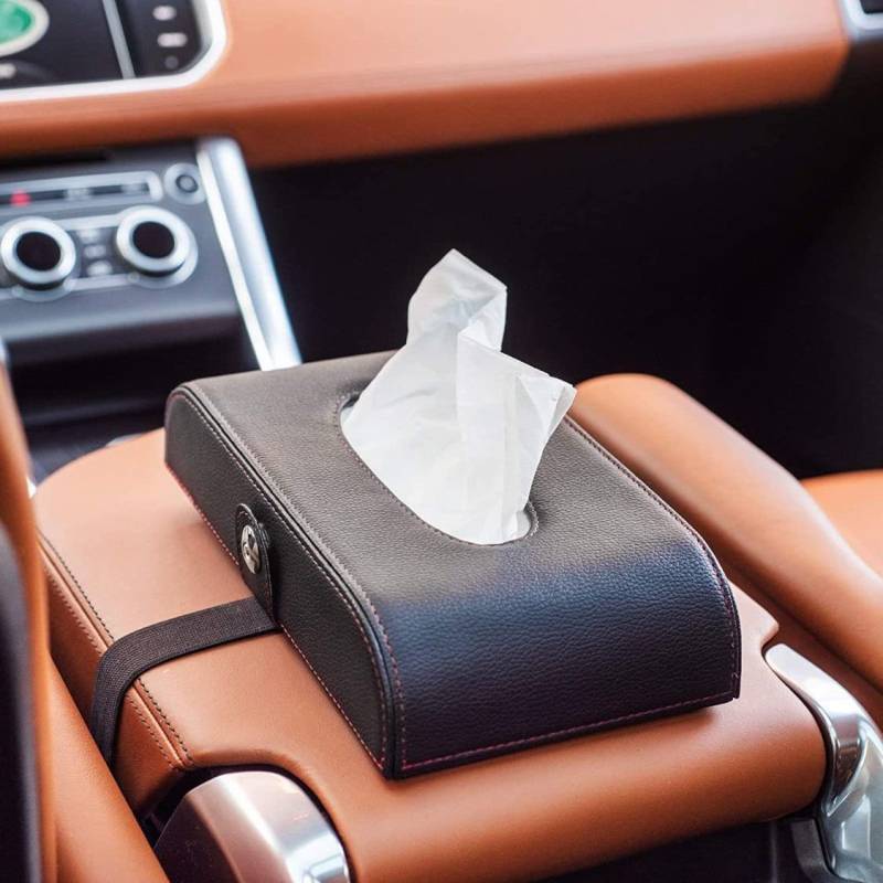 Auto -Tissue -Halter, Autoarmlehnen -Box -Tissue -Halter, luxuriöses schwarzes Leder, Premium -Auto -Tissue -Box, PU Leder -Rücksitz -Tissue -Gehäusehalter für Fahrzeug von Wedhapy