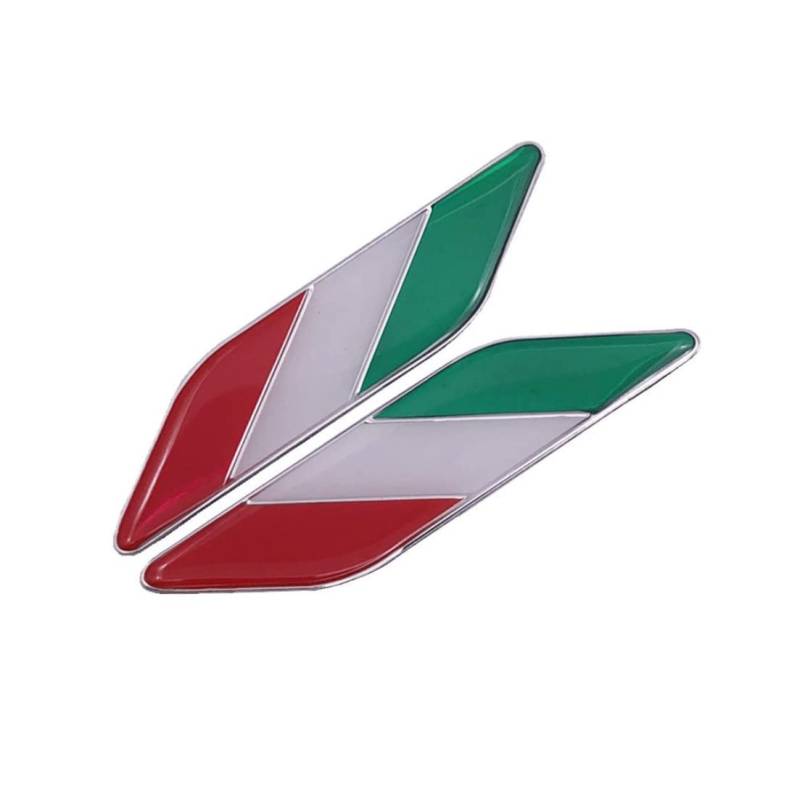 Nationalflagge Metall Aufkleber Italien Flaggen Auto Emblem Abzeichen 3D Blattzeichen Stoßfänger Abziehbilder 1Pair von Wedhapy