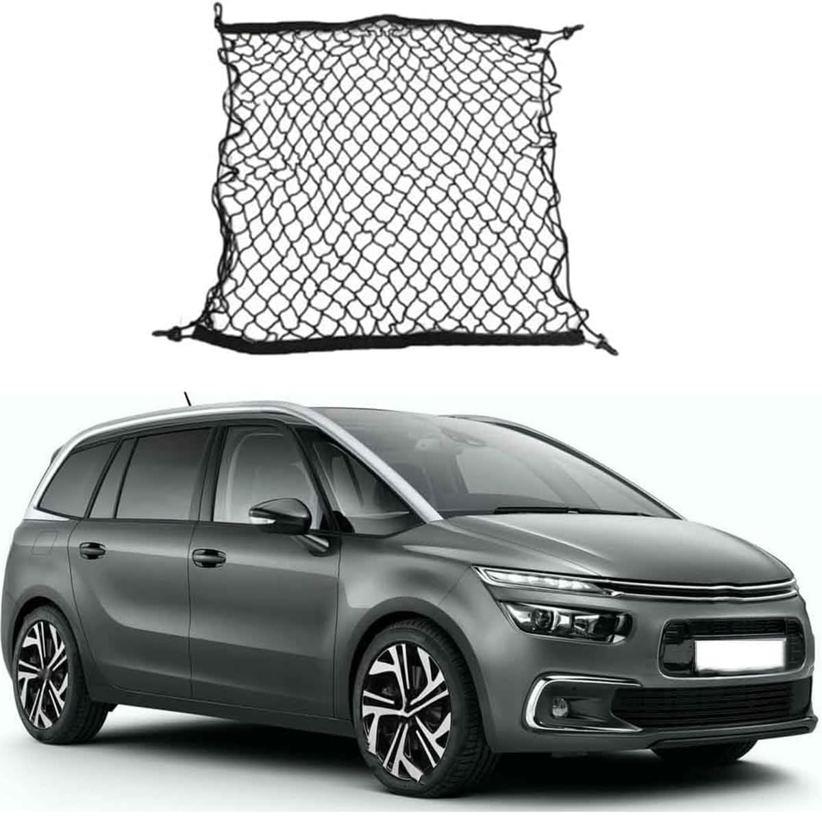 Auto Gepäcknetz Kofferraumnetz für Citroen C4 Grand Picasso SpaceTourer 2013-2022, Einfacher Strapazierfähige Hohe Tragfähigkeit Gepäckschutznetz von Weelii