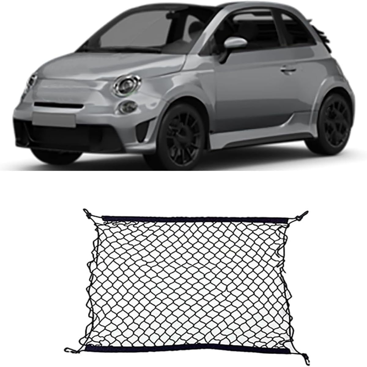 Auto Gepäcknetz Kofferraumnetz für FIAT 500 2007 500c 2012 Abarth 500 595 595c 500e 2016 500EV 2007-2023, Einfacher Strapazierfähige Hohe Tragfähigkeit Gepäckschutznetz von Weelii