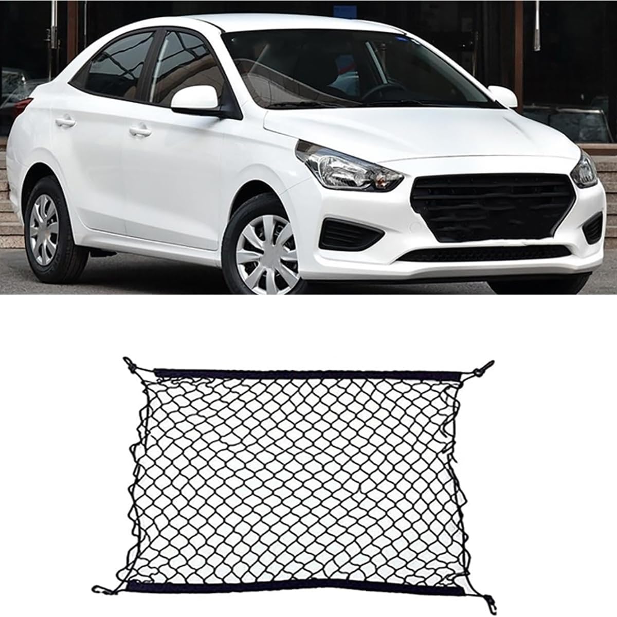 Auto Gepäcknetz Kofferraumnetz für Hyundai Accent Verna Solaris HC 2018~2022, Einfacher Strapazierfähige Hohe Tragfähigkeit Gepäckschutznetz von Weelii