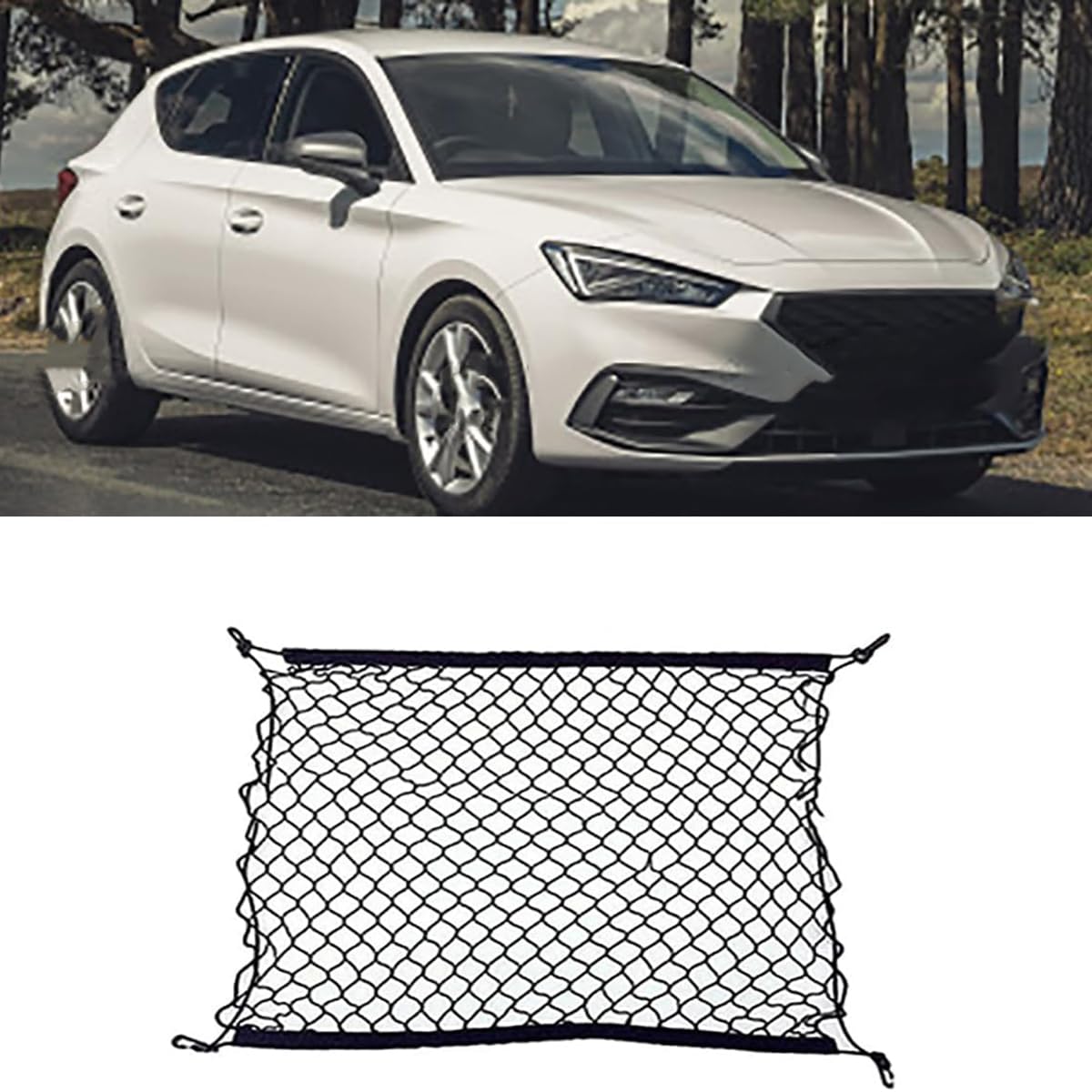 Auto Gepäcknetz Kofferraumnetz für SEAT Leon 2007 Cupra Leon 2023 5F Mk3 1P MK2 Mk4 Cross Sport Concept 2005-2023, Einfacher Strapazierfähige Hohe Tragfähigkeit Gepäckschutznetz von Weelii