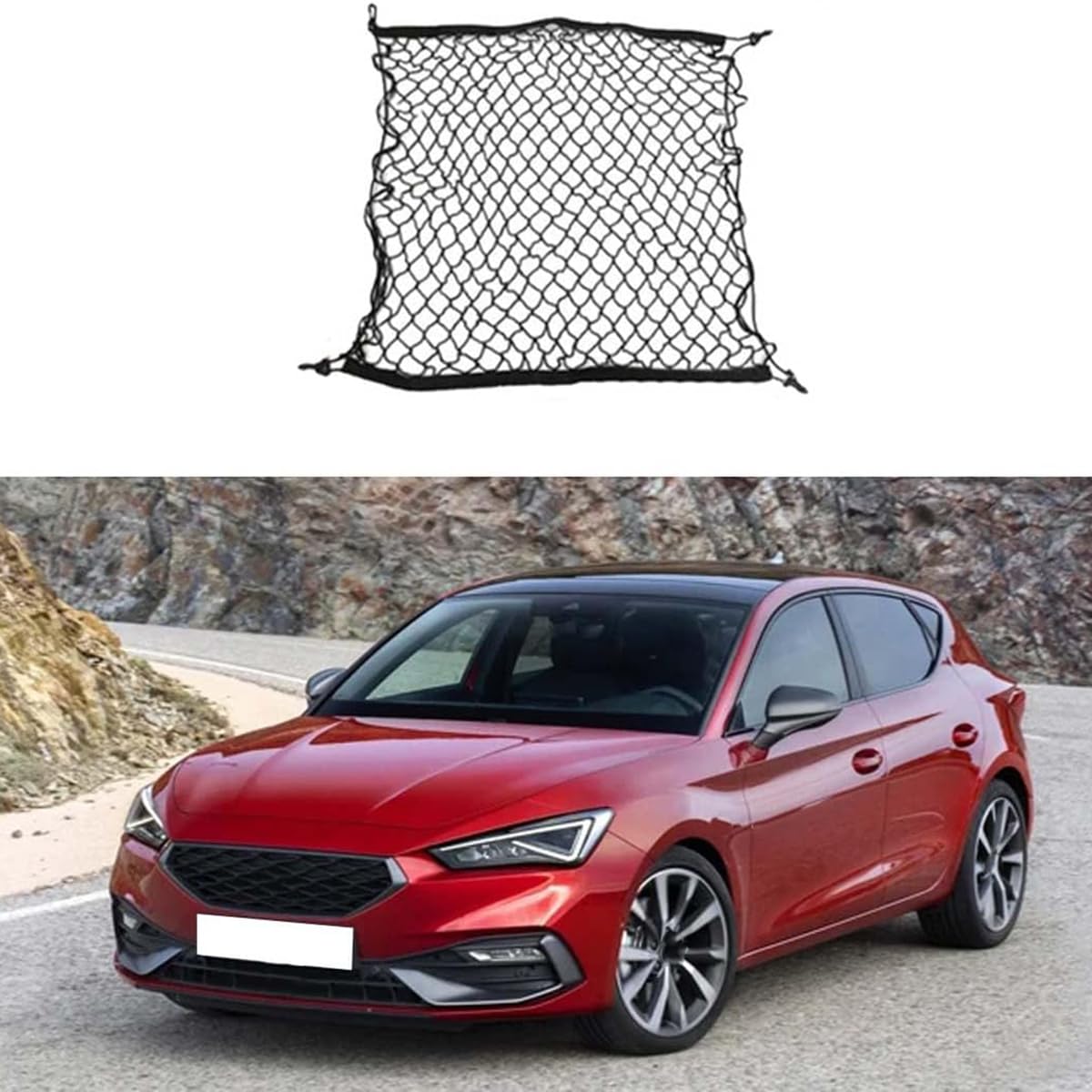 Auto Gepäcknetz Kofferraumnetz für SEAT Leon Cupra Leon Mk4 KL1 KL8 2020 2021 2022 2023 2024, Einfacher Strapazierfähige Hohe Tragfähigkeit Gepäckschutznetz von Weelii