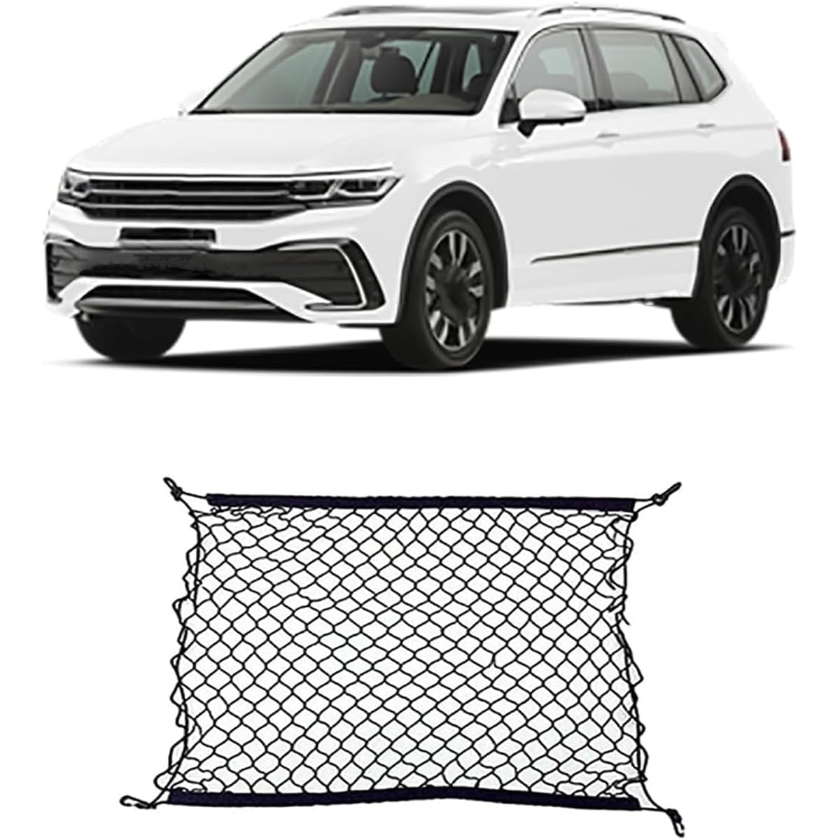 Auto Gepäcknetz Kofferraumnetz für VW Tiguan L AD BW R-Line 2017-2023, Einfacher Strapazierfähige Hohe Tragfähigkeit Gepäckschutznetz von Weelii