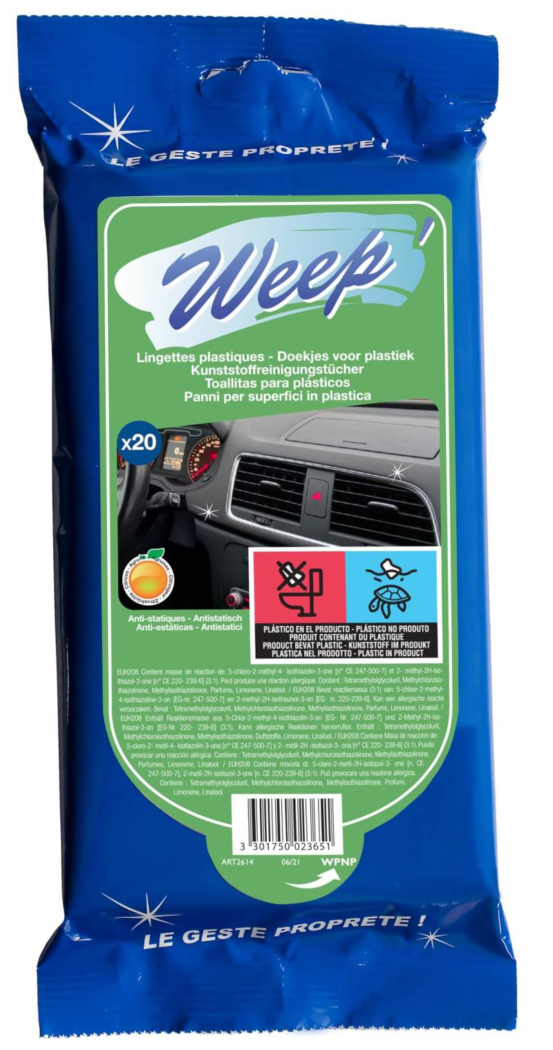 Weep Kunststoff-Reinigungstücher mit Orangenduft (20er-Pack) von Weep