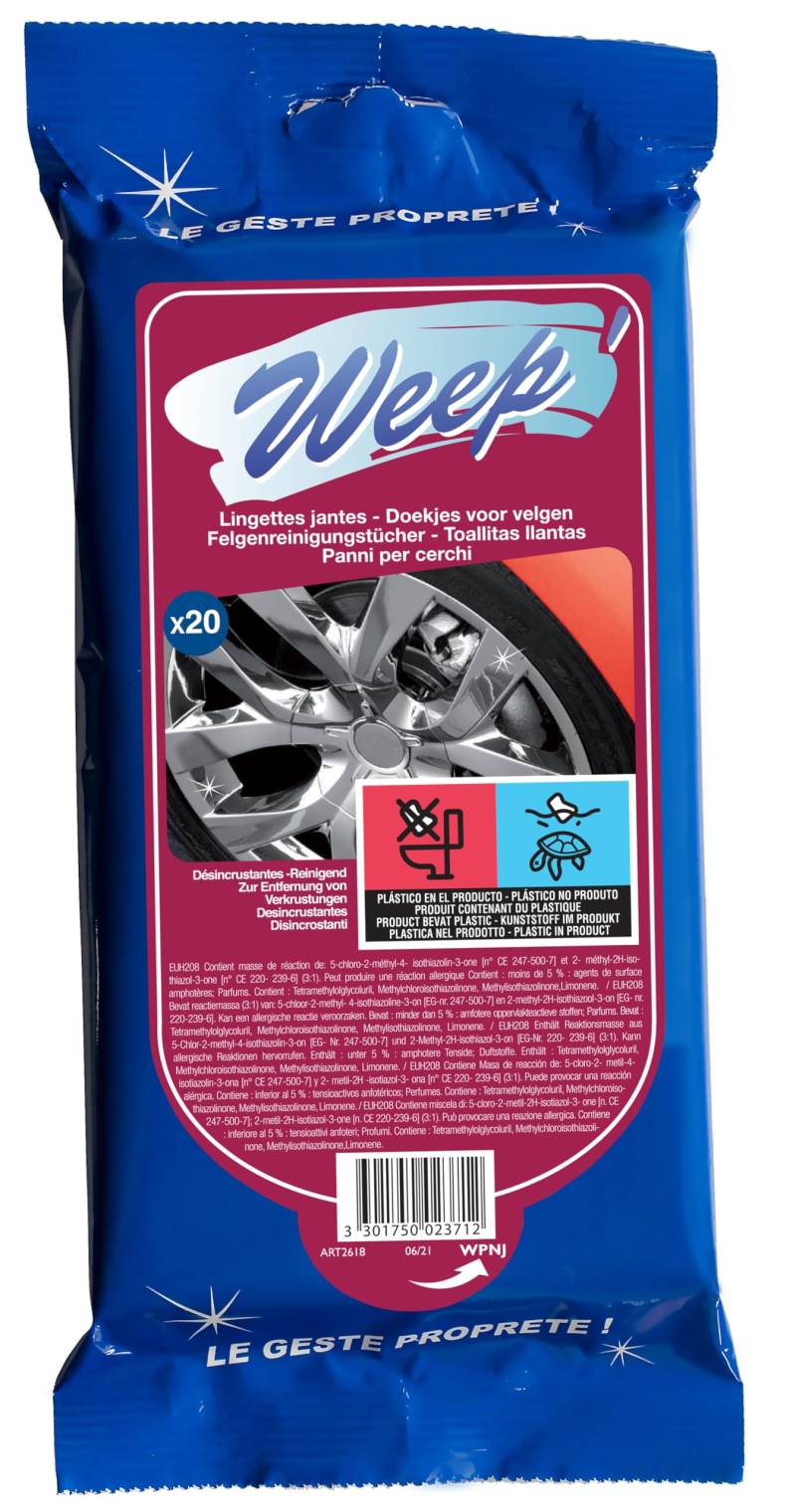 Weep Reinigungstücher für Autofelgen und Radkappen (20er-Pack) von Weep