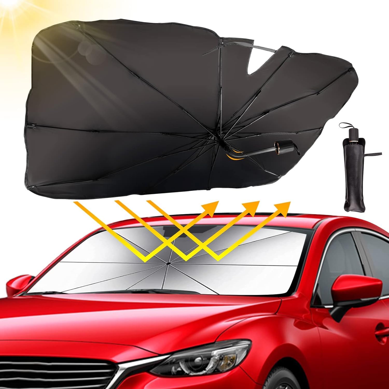 Auto Windschutzscheibe Sonnenschirm Regenschirm für Audi Q7 2016-2023, faltbar Auto Windschutzscheibe Sonnenschirm Sonnenschutz UV von WeiYH