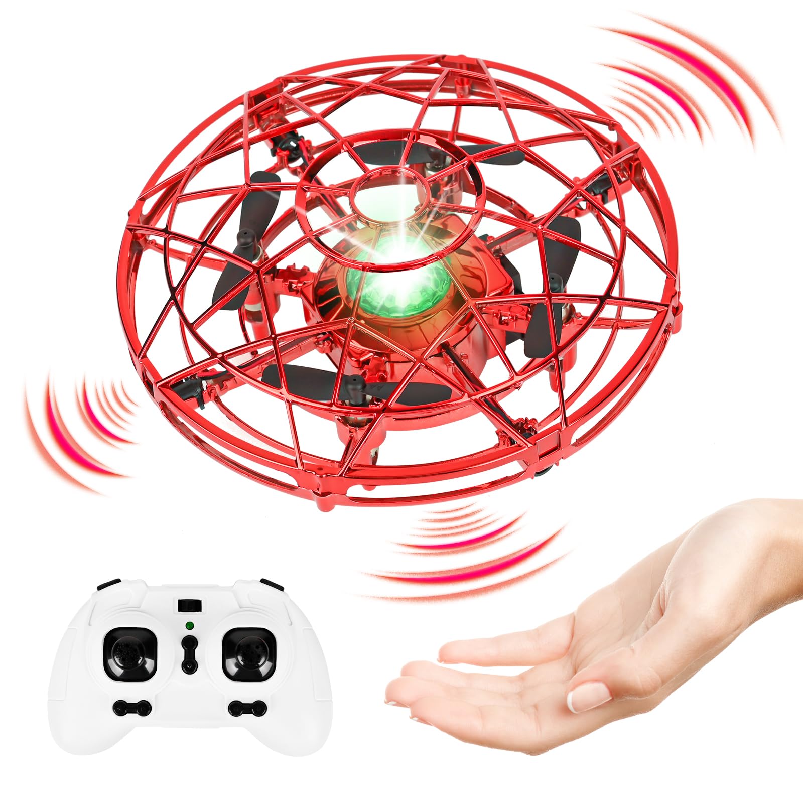 Weinsamkeit Fliegendes Spielzeug, Mini UFO Drohne Fliegender Ball mit Fernbedienung Handgesteuerter Hover Flying Ball mit LED & 3D-Flip Outdoor-Spielzeug Geschenke für Kinder Jungen Mädchen 6-12 Jahre von Weinsamkeit