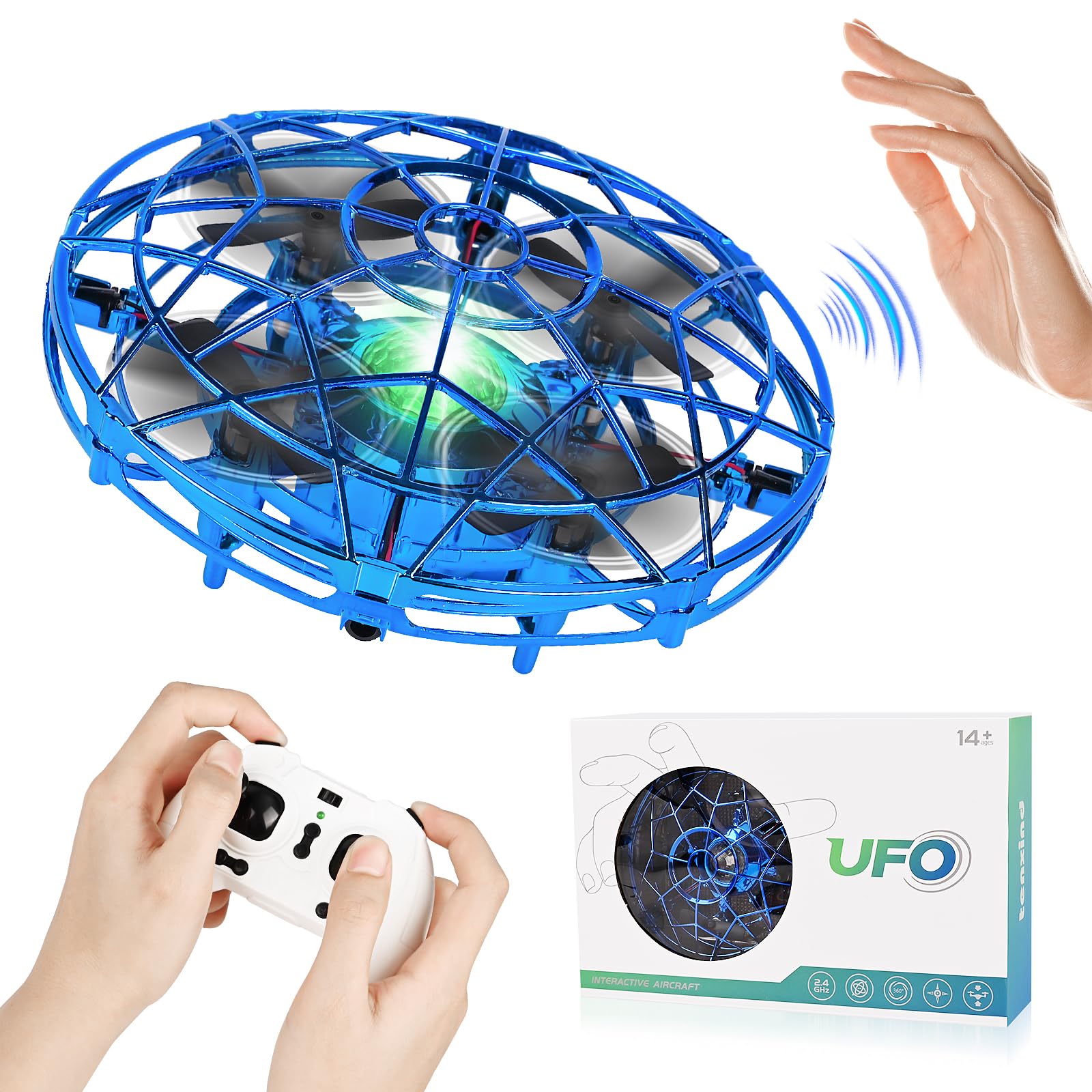 Weinsamkeit Fliegendes Spielzeug, Mini UFO Drohne Fliegender Ball mit Fernbedienung Handgesteuerter Hover Flying Ball mit LED & 3D-Flip Outdoor-Spielzeug Geschenke für Kinder Jungen Mädchen 6-12 Jahre von Weinsamkeit