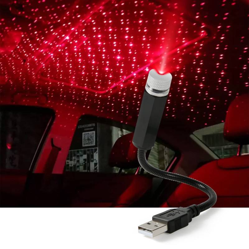 Weinsamkeit LED Auto Decke Starlight, Auto Innen Atmosphäre Licht Mehrere Modi, Plug and Play, Mini Auto Decke Starlight Projection LED-Licht Romantisch Flexible USB Nachtlicht für Auto Zuhause Party von Weinsamkeit